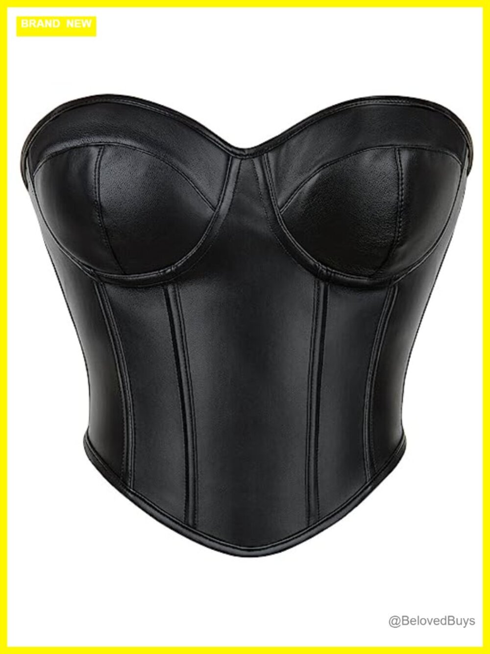 Strapless Corset Bustier Top for Women Lace Up Faux Leather Clubwear